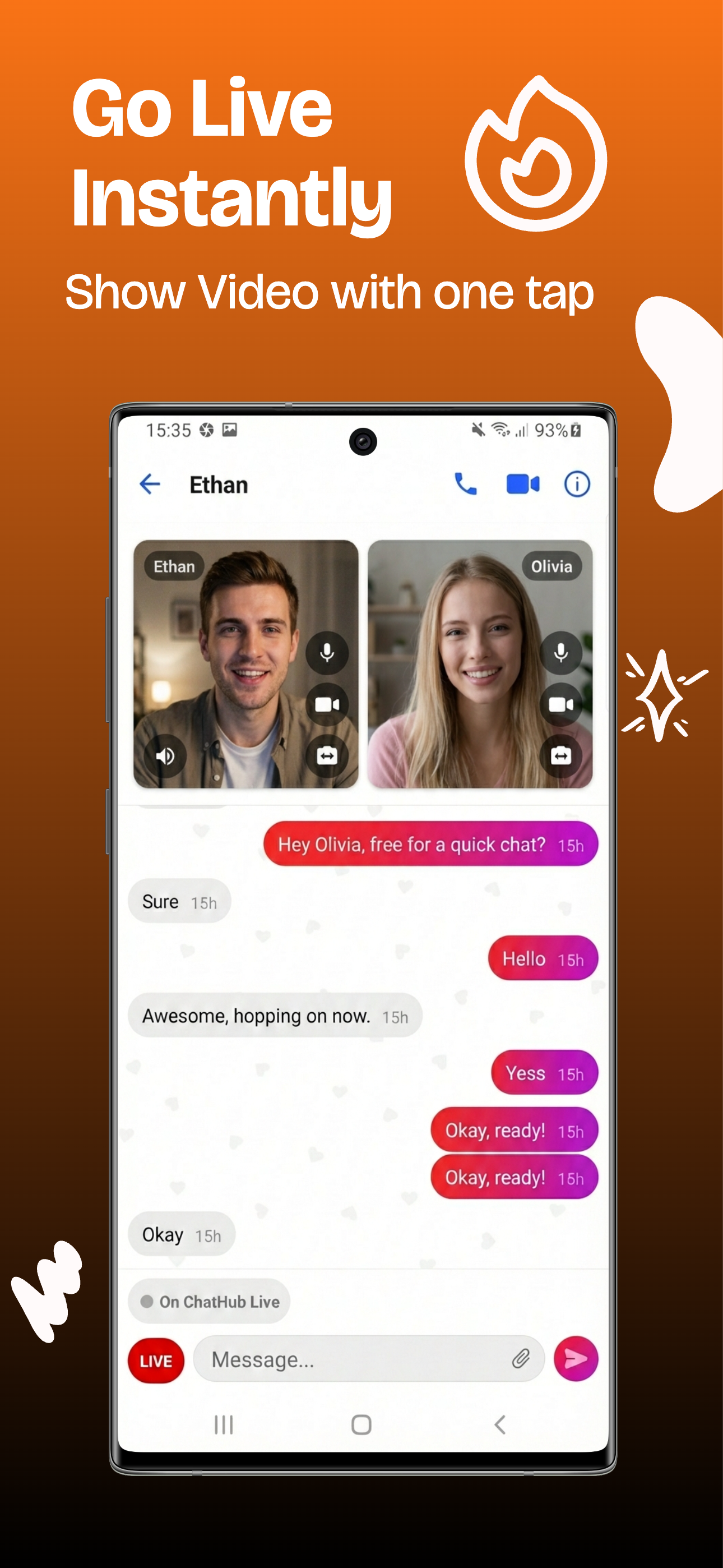 Chathub App Go Live preview on Android