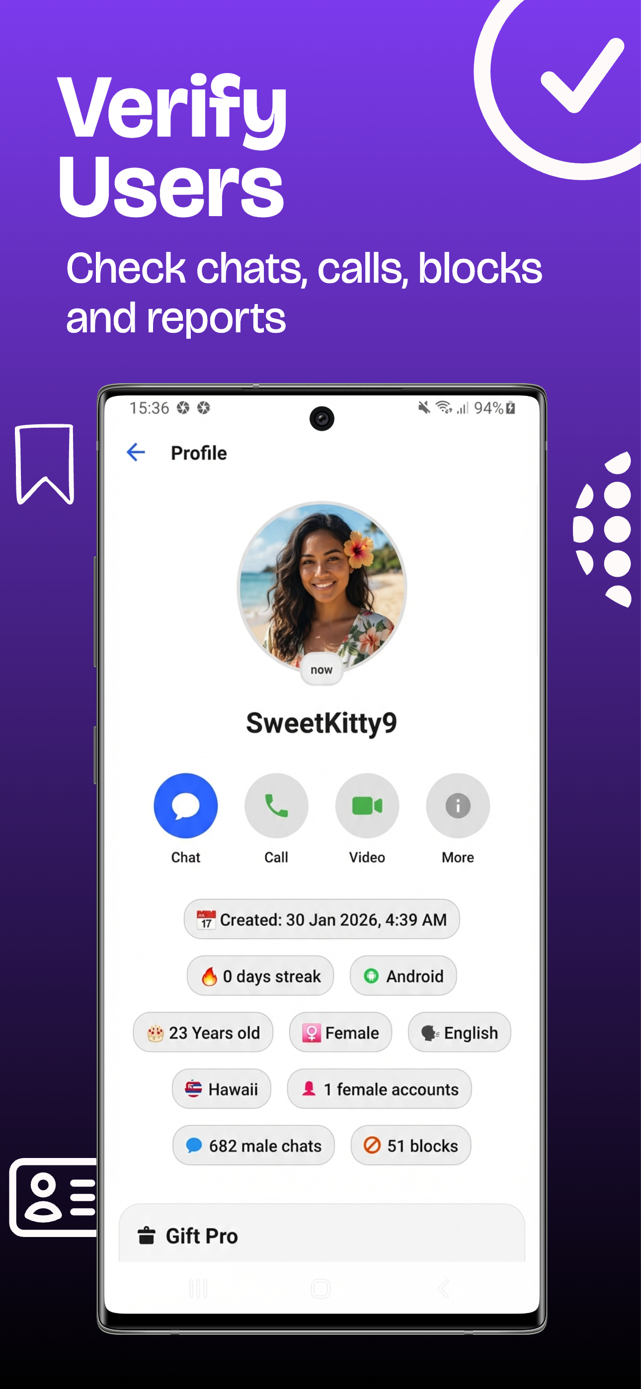 Chathub App real user profile on Android